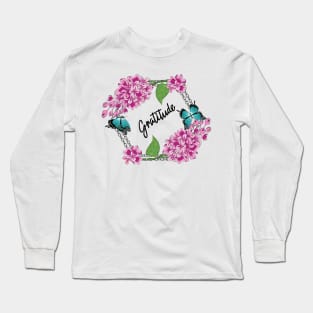 Gratitude - Lilacs And Butterflies Long Sleeve T-Shirt